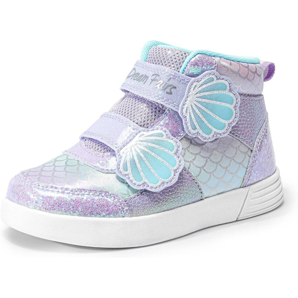 imageDREAM PAIRS Girls Shoes Toddler Sneakers Kids High Top Shoes with Hook and Loop Storybook Casual Walking ShoesPurpleRainbow