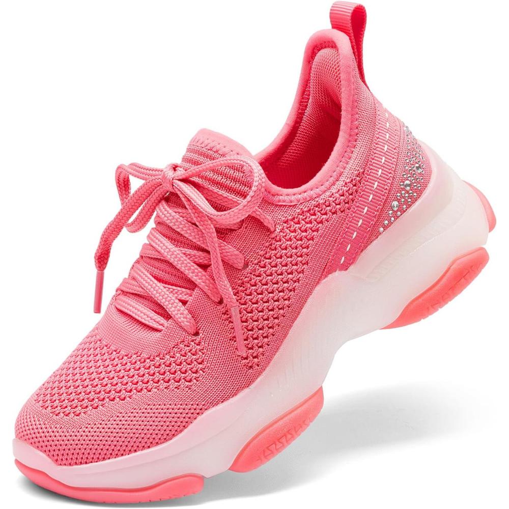 imageDREAM PAIRS Girls SlipOn Sneakers Kids Sparkle Pop Lightweight Jelly Sole Walking ShoesHot Pink