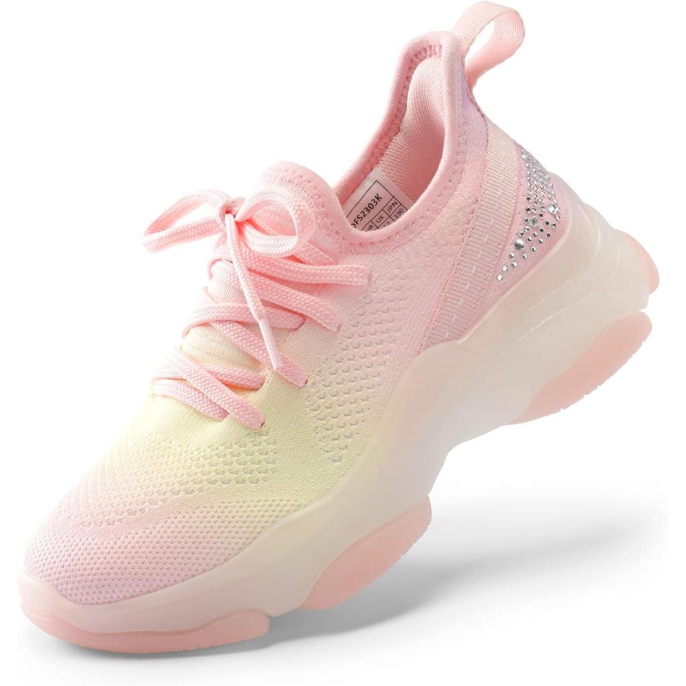 imageDREAM PAIRS Girls SlipOn Sneakers Kids Sparkle Pop Lightweight Jelly Sole Walking ShoesRainbowPink