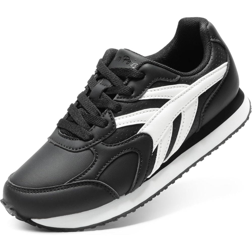 imageDREAM PAIRS Girls Sneakers Laceup Tennis Running Casual LilLegends Lightweight Classic Walking Shoes for LittleBig KidBlack