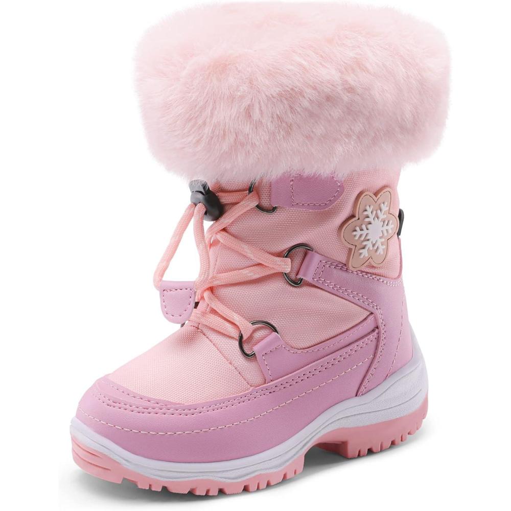 imageDREAM PAIRS Girls Toddler Snow Boots Slip Resistant Faux Fur Lined Mid Calf Little Kids Winter ShoesPink