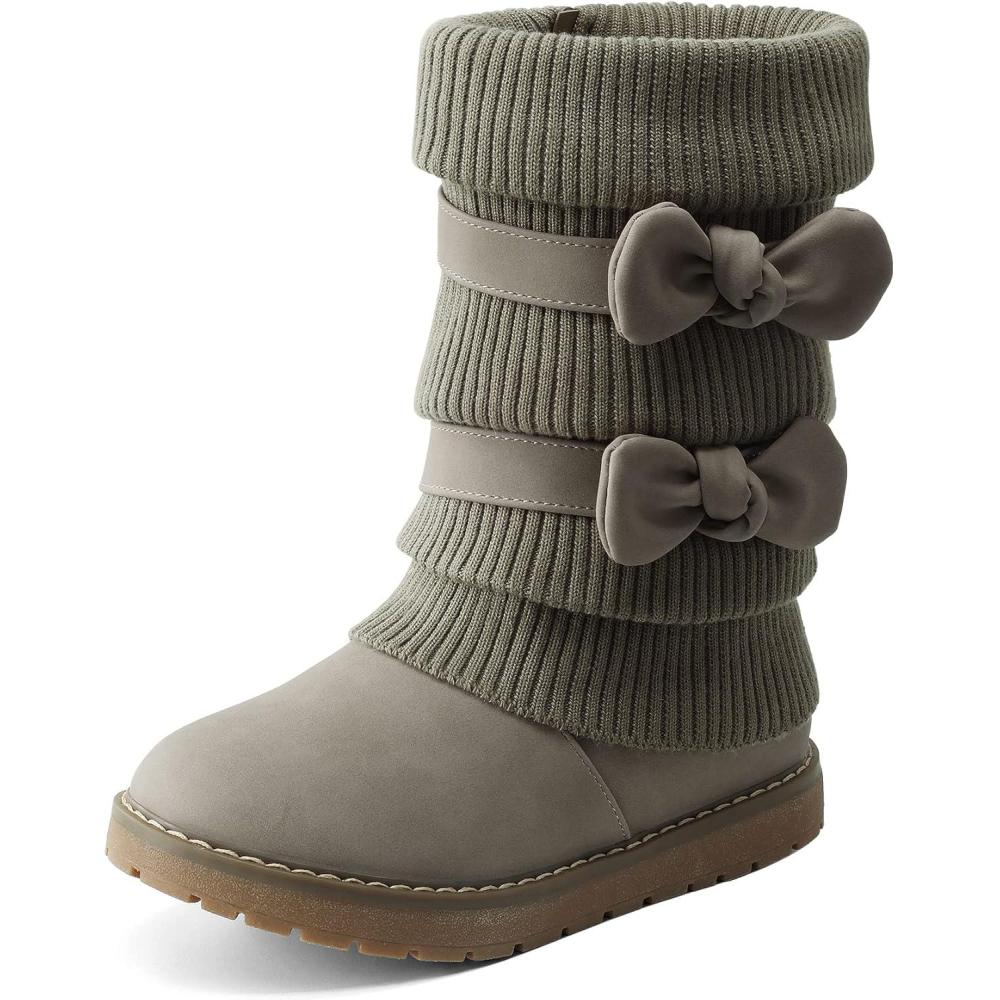 imageDREAM PAIRS Girls Winter Snow Boots Faux Fur Lined Mid Calf ShoesGreyPu
