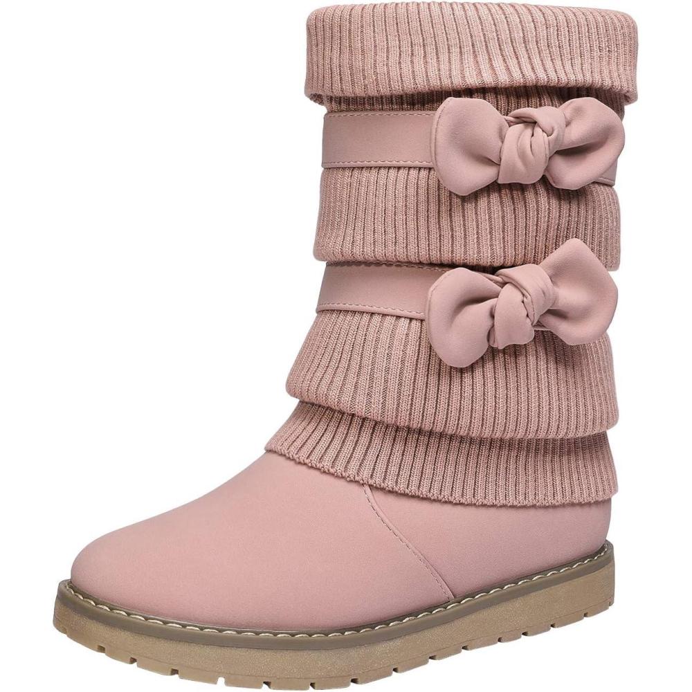 imageDREAM PAIRS Girls Winter Snow Boots Faux Fur Lined Mid Calf ShoesPink
