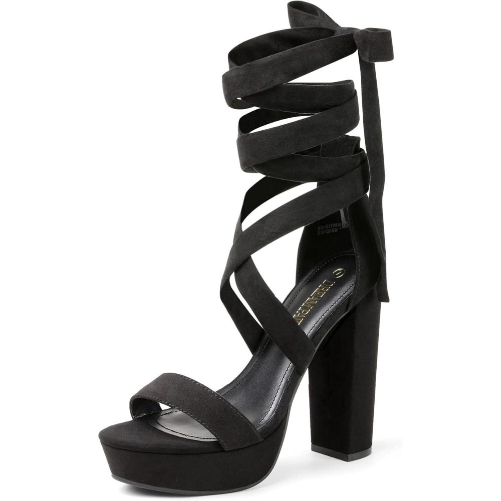 imageDREAM PAIRS High Heels Chunky Block Platform Heels for Women Strappy Gladiator Sexy Open Toe Heels Dressy Pumps SandalsBlack