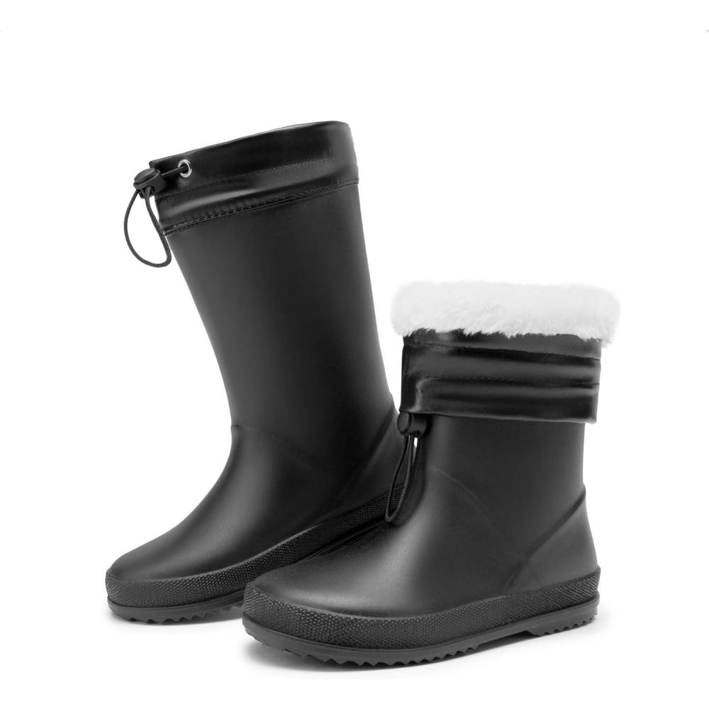 imageDREAM PAIRS Kids Rain Boots Boys Girls Lightweight Boots Waterproof Easyon Outdoor Playing Rain Boot UnisexChildAll Black