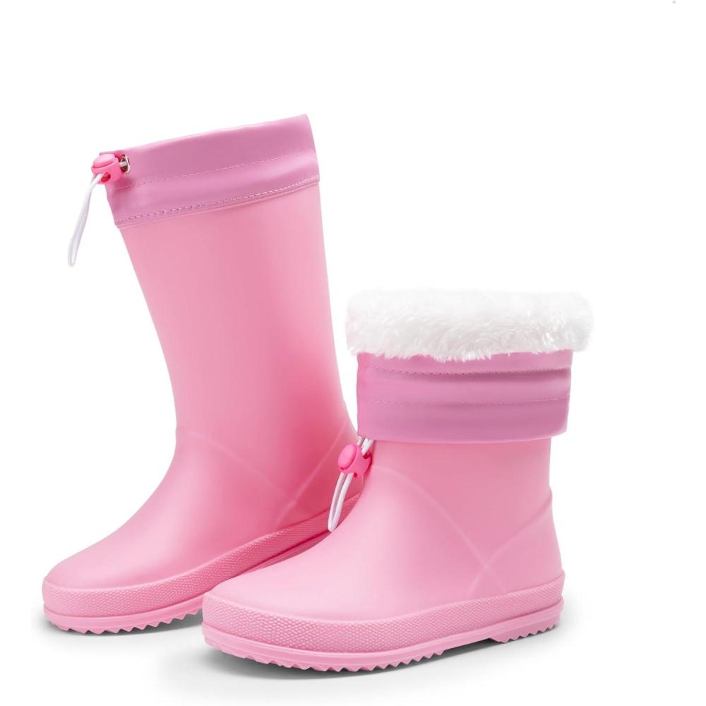 imageDREAM PAIRS Kids Rain Boots Boys Girls Lightweight Boots Waterproof Easyon Outdoor Playing Rain Boot UnisexChildAll Pink