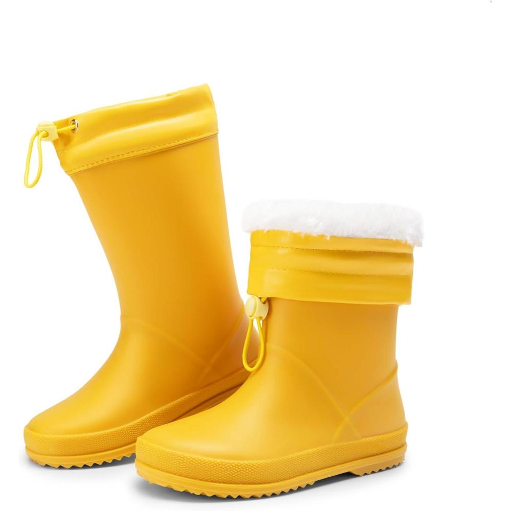 imageDREAM PAIRS Kids Rain Boots Boys Girls Lightweight Boots Waterproof Easyon Outdoor Playing Rain Boot UnisexChildAll Yellow