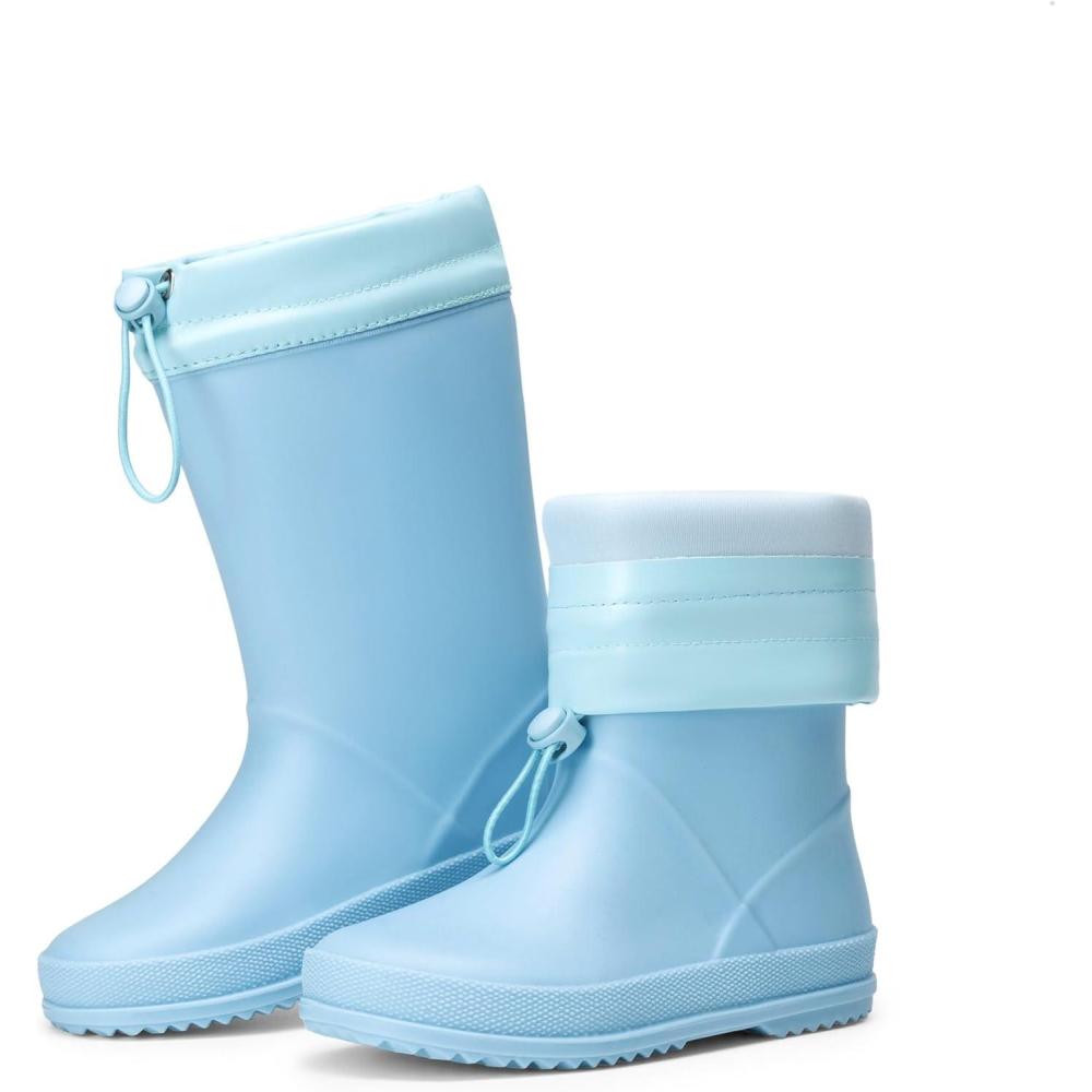 imageDREAM PAIRS Kids Rain Boots Boys Girls Lightweight Boots Waterproof Easyon Outdoor Playing Rain Boot UnisexChildSky Blue
