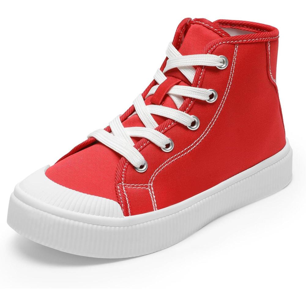 imageDREAM PAIRS Kids Sneakers Little Boys Girls High Top Canvas Shoes LilLegends CourtStar Casual Walking ShoesRed