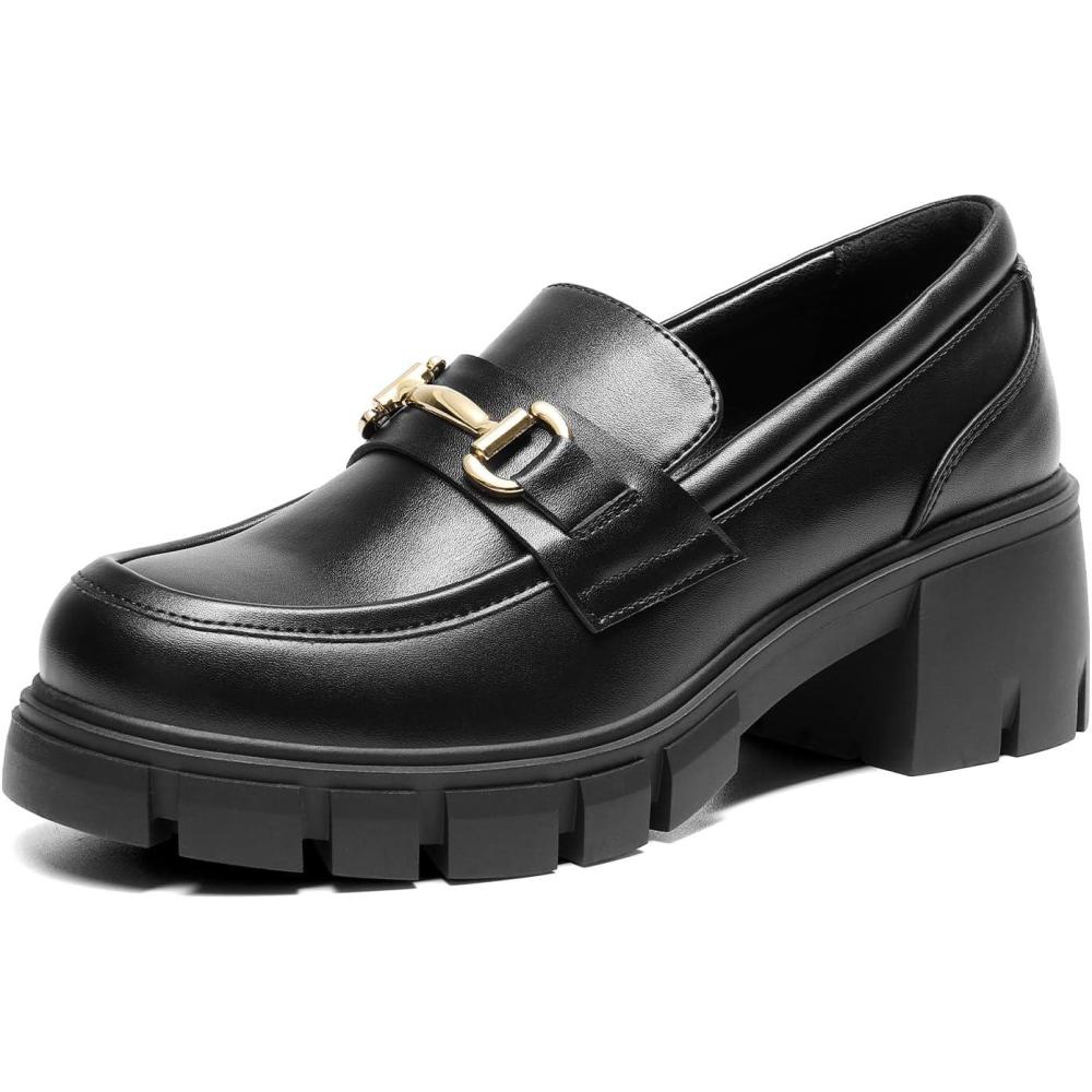 imageDREAM PAIRS Loafers for Women Platform Chunky Loafers Slip On Casual ShoesBlack