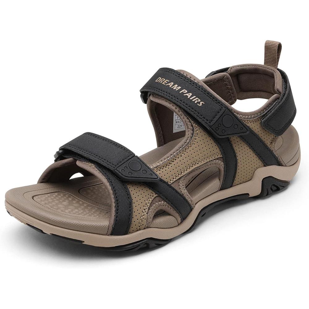 imageDREAM PAIRS Mens Sandals Hiking Water Beach Sport Outdoor Athletic Arch Support Summer SandalsKhaki