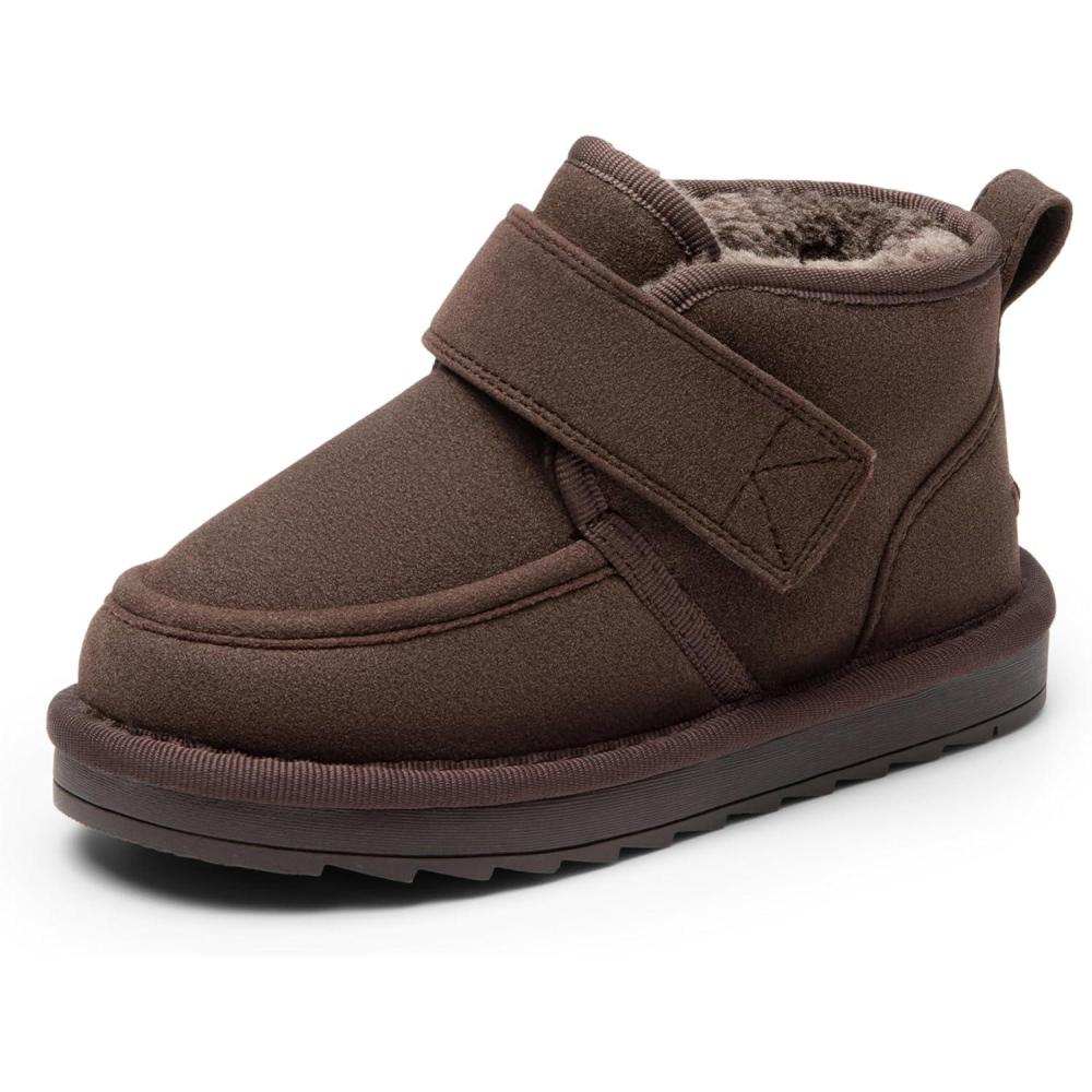 imageDREAM PAIRS Toddler Boots Boys Kids Girls Winter Warm Faux Fur Walking Ankle Boots FuzzyGo Kids Cozy Tap ShoesBrown