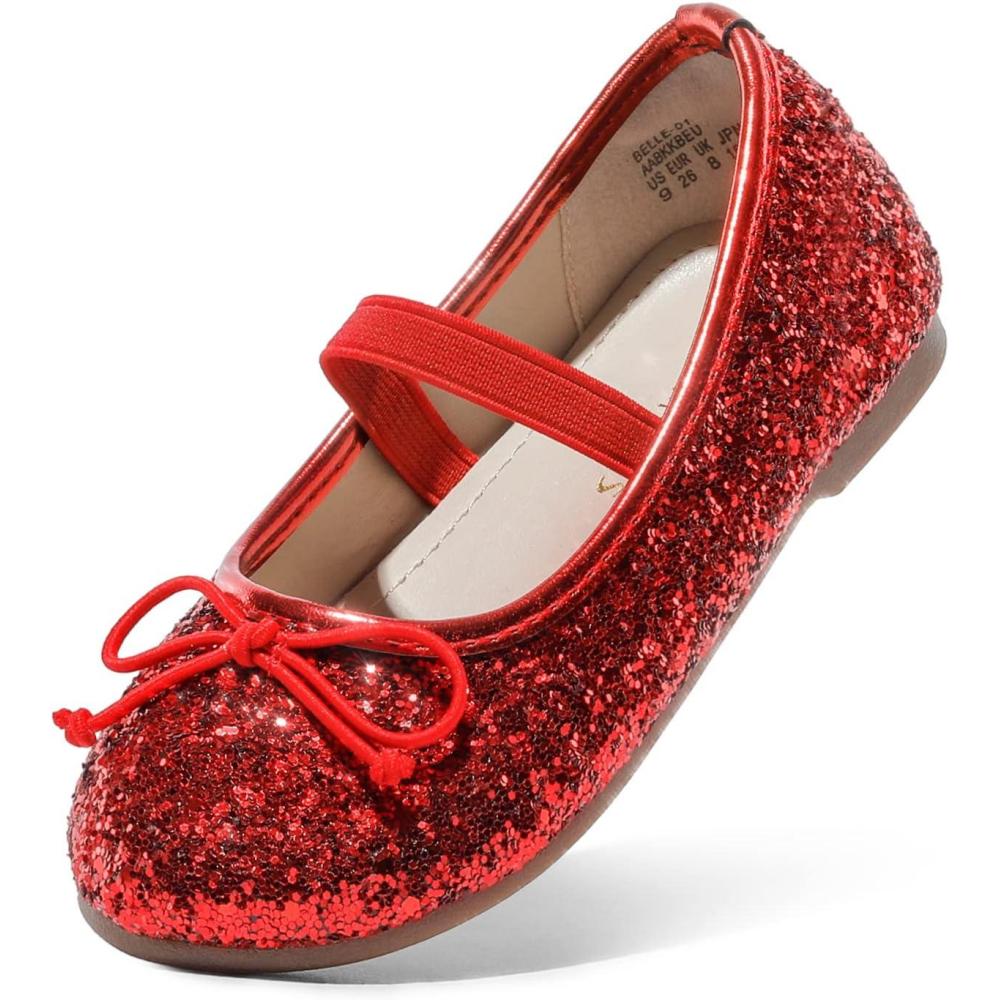 imageDREAM PAIRS Toddler Girls Dress Shoes Party Wedding Flower Girl Ballet FlatsRed