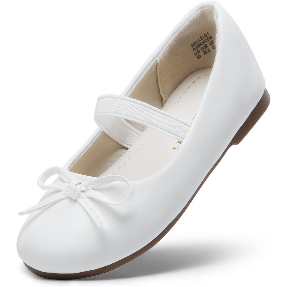 imageDREAM PAIRS Toddler Girls Dress Shoes Party Wedding Flower Girl Ballet FlatsWhitePu