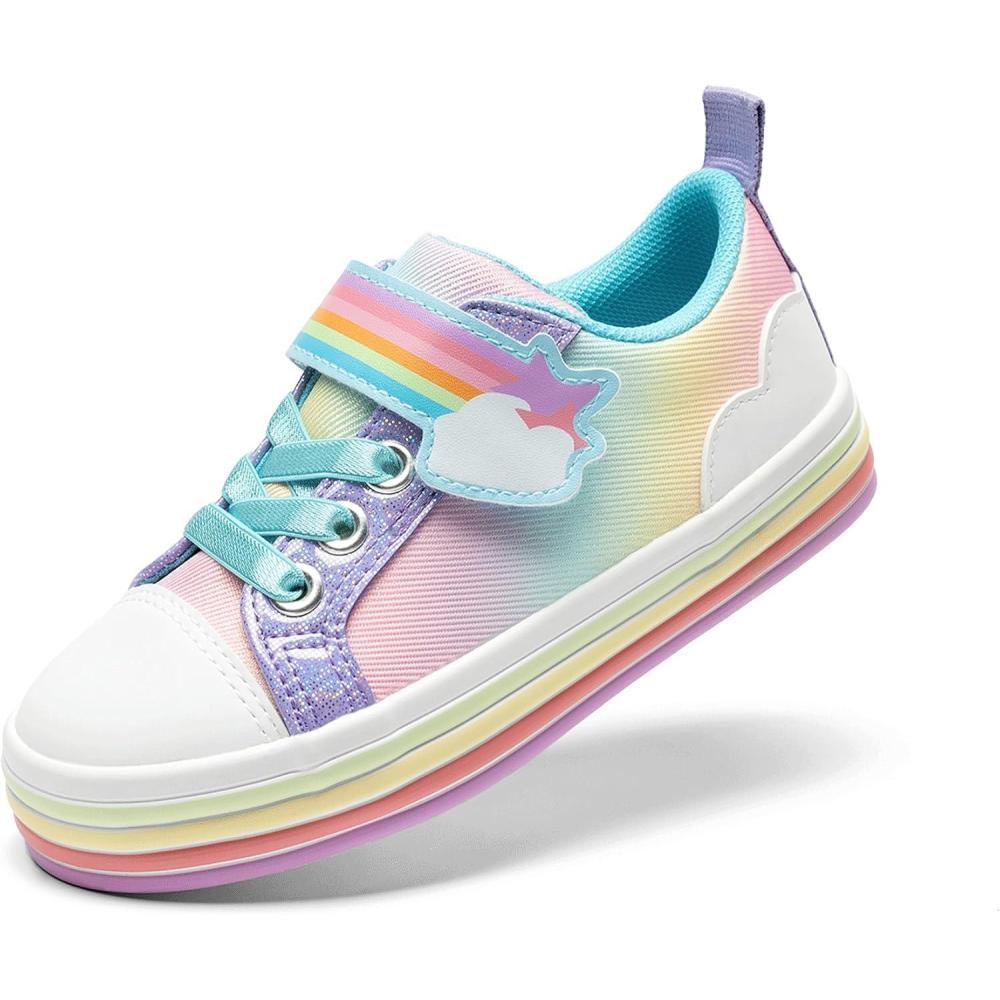 imageDREAM PAIRS Toddler Girls Shoes Rainbow Sneakers Casual School Walking Hook and Loop Footwear for ToddlerLittle KidsRainbowPurple