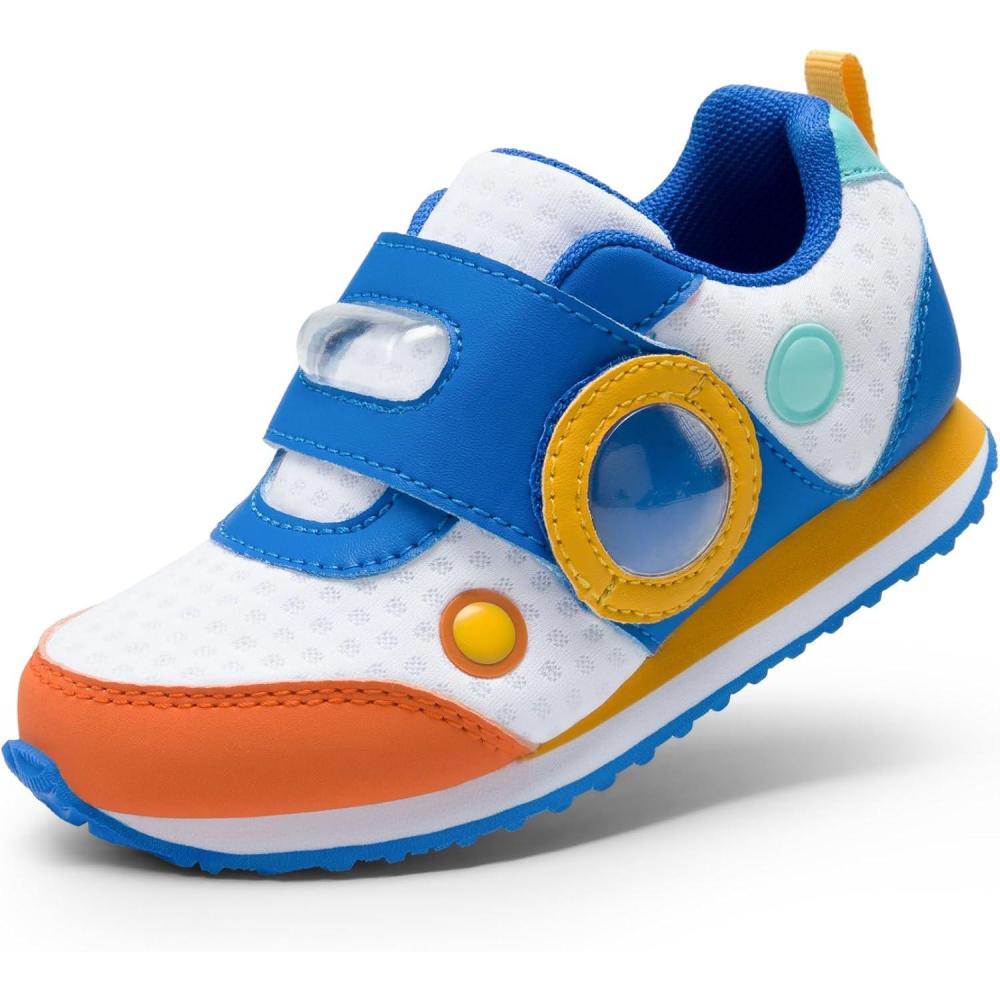 imageDREAM PAIRS Toddler Shoes Boys Girls Sneakers Kids Tennis Running Shoes Storybook Lightweight Hook and Loop Casual Walking ShoesWhiteBlue