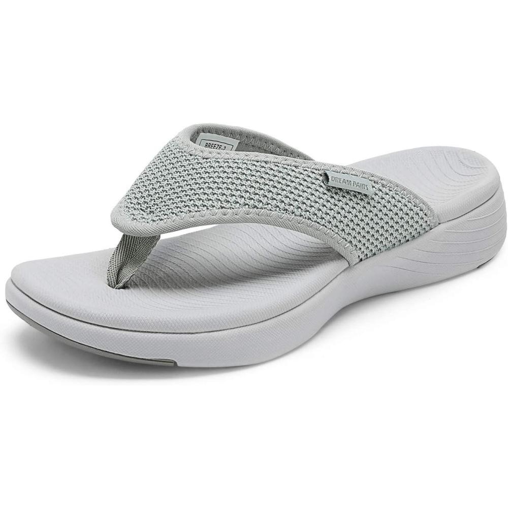 imageDREAM PAIRS Womens Arch Support Soft Cushion Flip Flops Thong SandalsGrey