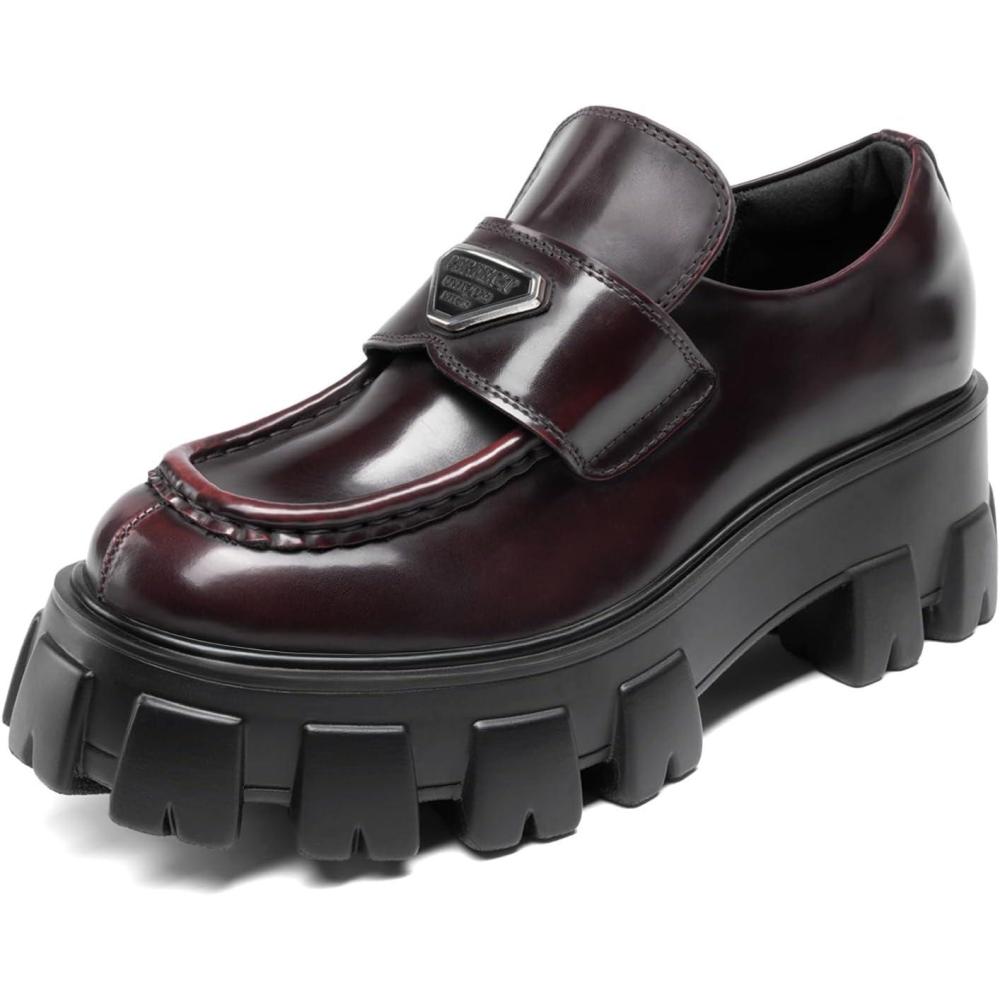 imageDREAM PAIRS Womens Chunky Loafers Platform Comfortable SlipOn Dressy Business Casual Fashion Outfit Loafer ShoesBurgundy