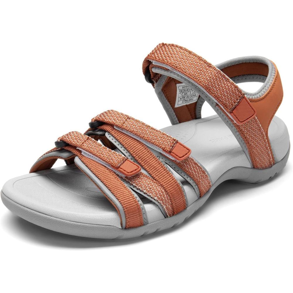 imageDREAM PAIRS Womens Comfortable Hiking Walking Sandal with Adjustable Hook and Loop Strap Sports TravelSummer Beach Outdoor Light Weight Water ShoesOrange