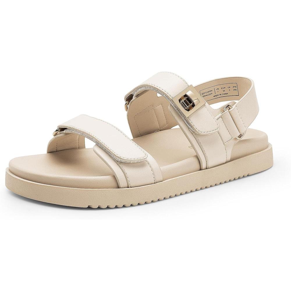 imageDREAM PAIRS Womens Comfortable Open Toe Flat Sandals Fashion One Band Summer Dessy SandalsNude