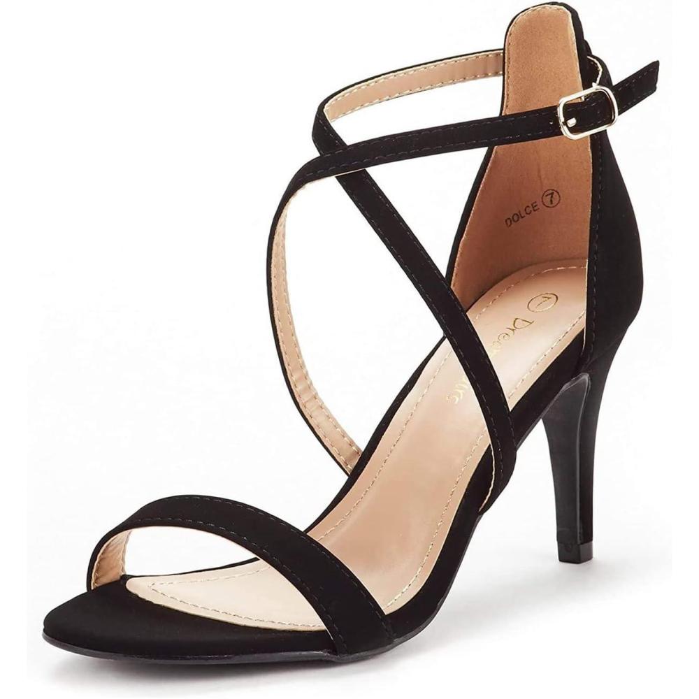 imageDREAM PAIRS Womens DOLCE Fashion Stilettos Open Toe Pump Heel SandalsBlack Nubuck