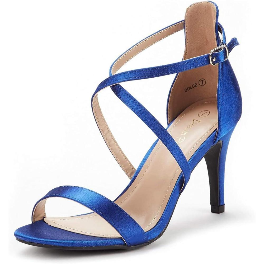 imageDREAM PAIRS Womens DOLCE Fashion Stilettos Open Toe Pump Heel SandalsRoyal Blue Satin
