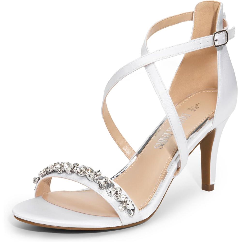imageDREAM PAIRS Womens DOLCE Fashion Stilettos Open Toe Pump Heel SandalsWhiterhinestone