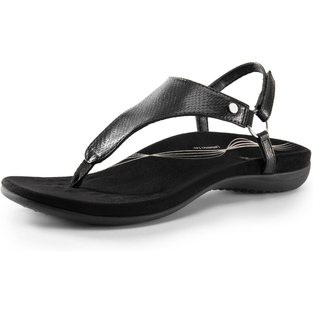 imageDREAM PAIRS Womens Flat Sandals Arch Support Orthopedic Comfortable Soft Cushion Summer TStrap Walking Thong SandalsAll Black