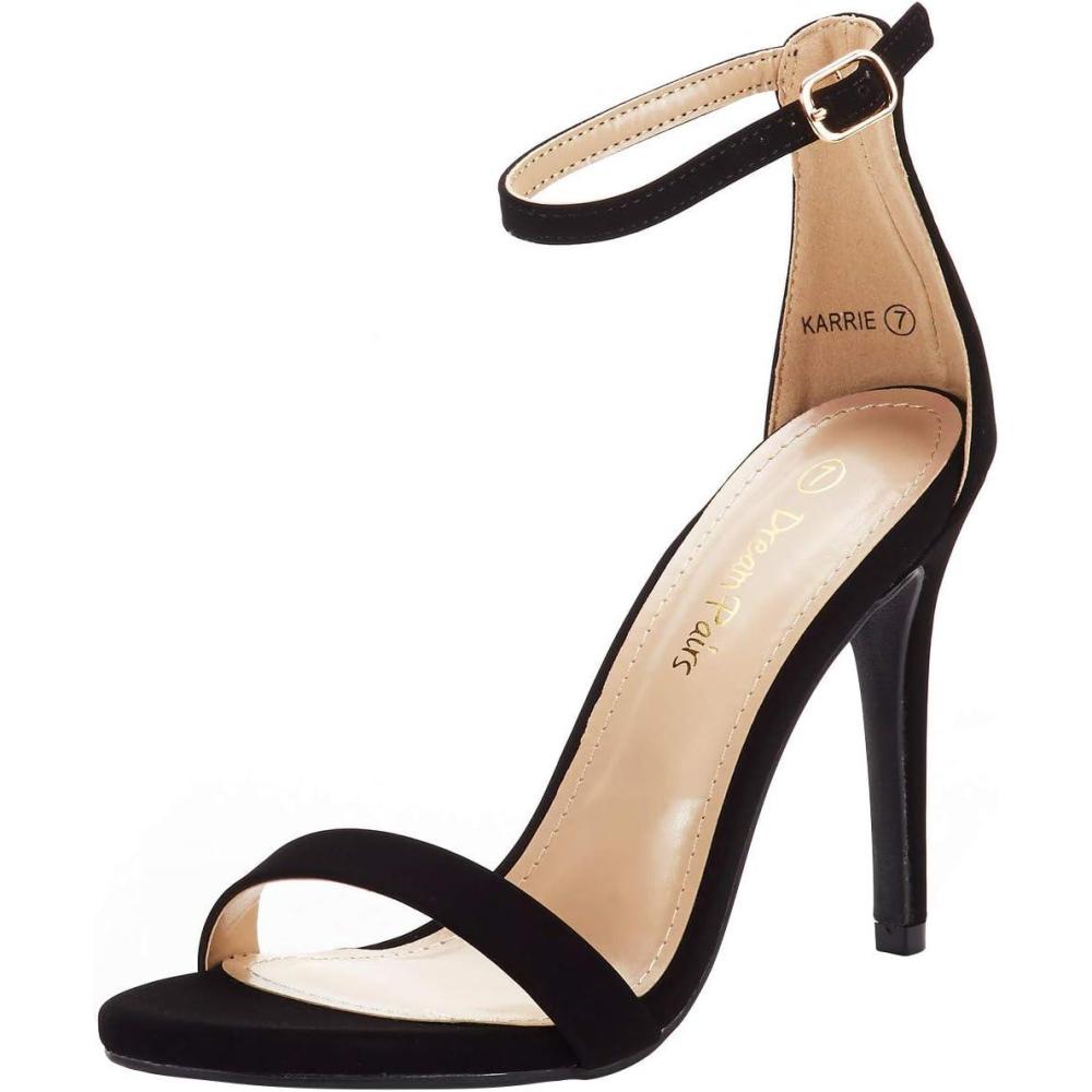 imageDREAM PAIRS Womens High Heels Flower Ankle Strap Stilettos Round Open Toe Dressy Sexy SandalsBlackNubuck