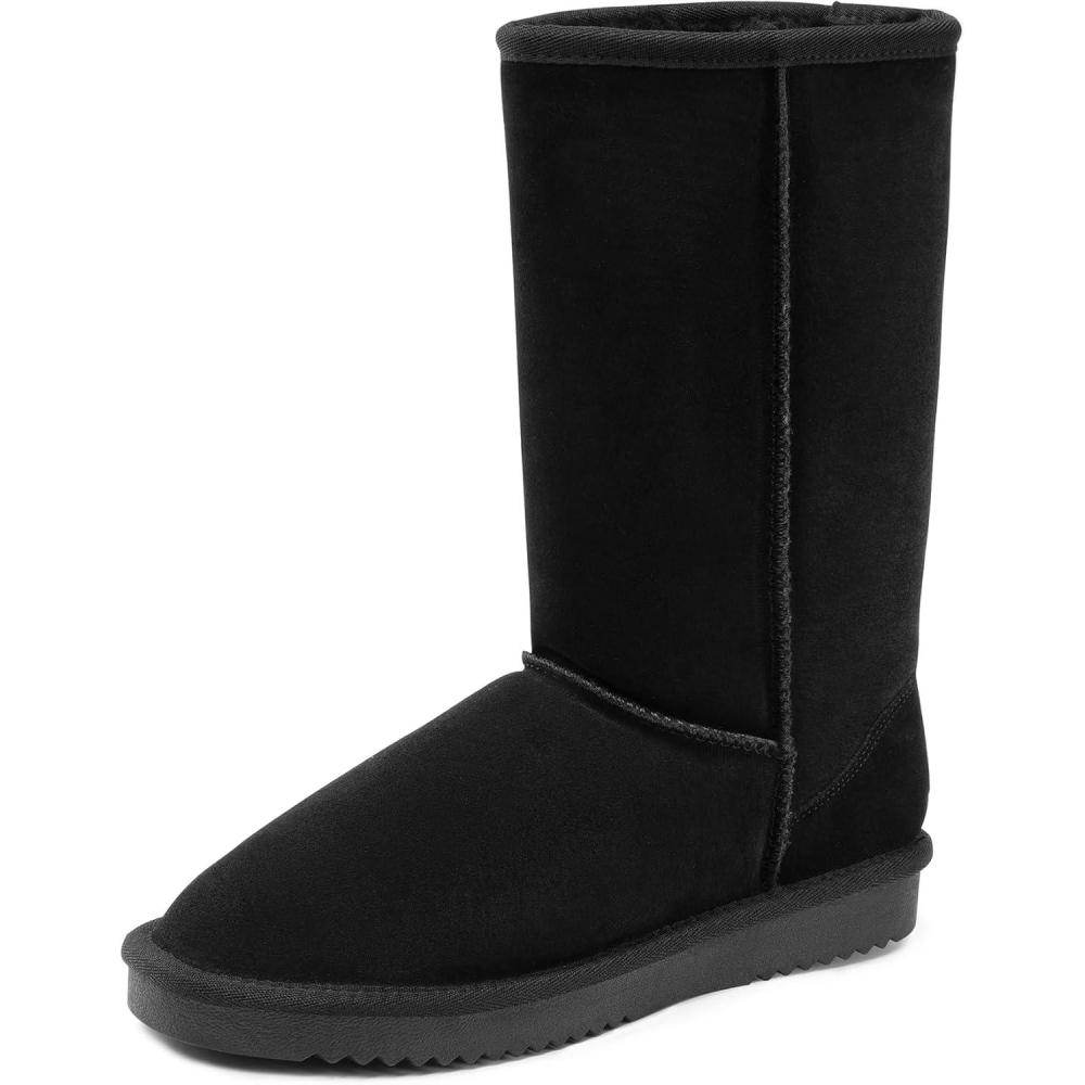 imageDREAM PAIRS Womens Hightop Winter Snow Boots Faux Fur Lining Pull on Warm Comfortable Outdoor Booties Shoes for Women FuzzyClassicBlack