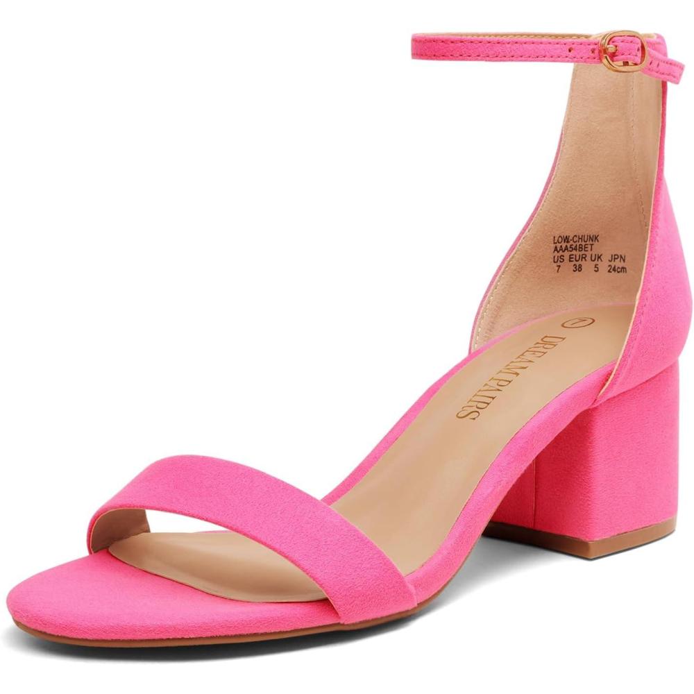 imageDREAM PAIRS Womens LowChunk Low Heel Pump SandalFuchsia