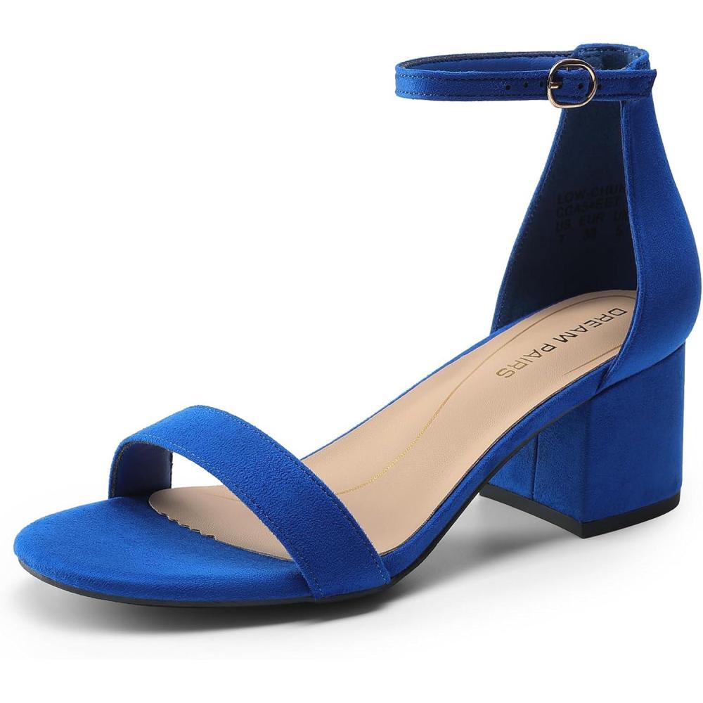 imageDREAM PAIRS Womens LowChunk Low Heel Pump SandalRoyalBlue