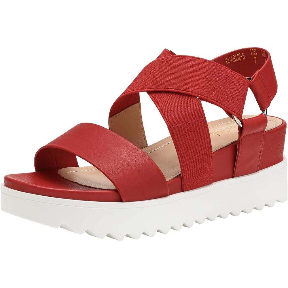 imageDREAM PAIRS Womens Open Toe Ankle Strap Platform Wedge SandalsRed