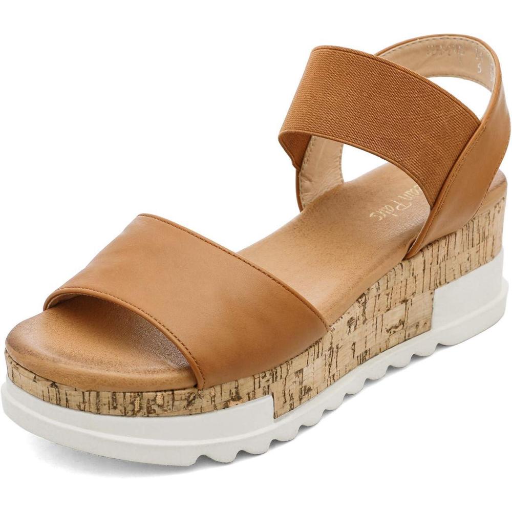 imageDREAM PAIRS Womens Open Toe Casual Platform SandalsCamel