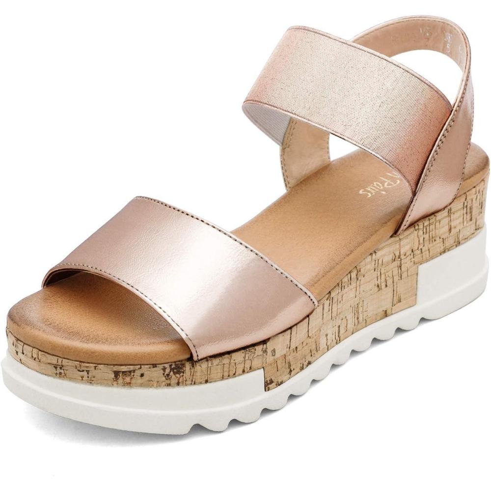 imageDREAM PAIRS Womens Open Toe Casual Platform SandalsChampagne