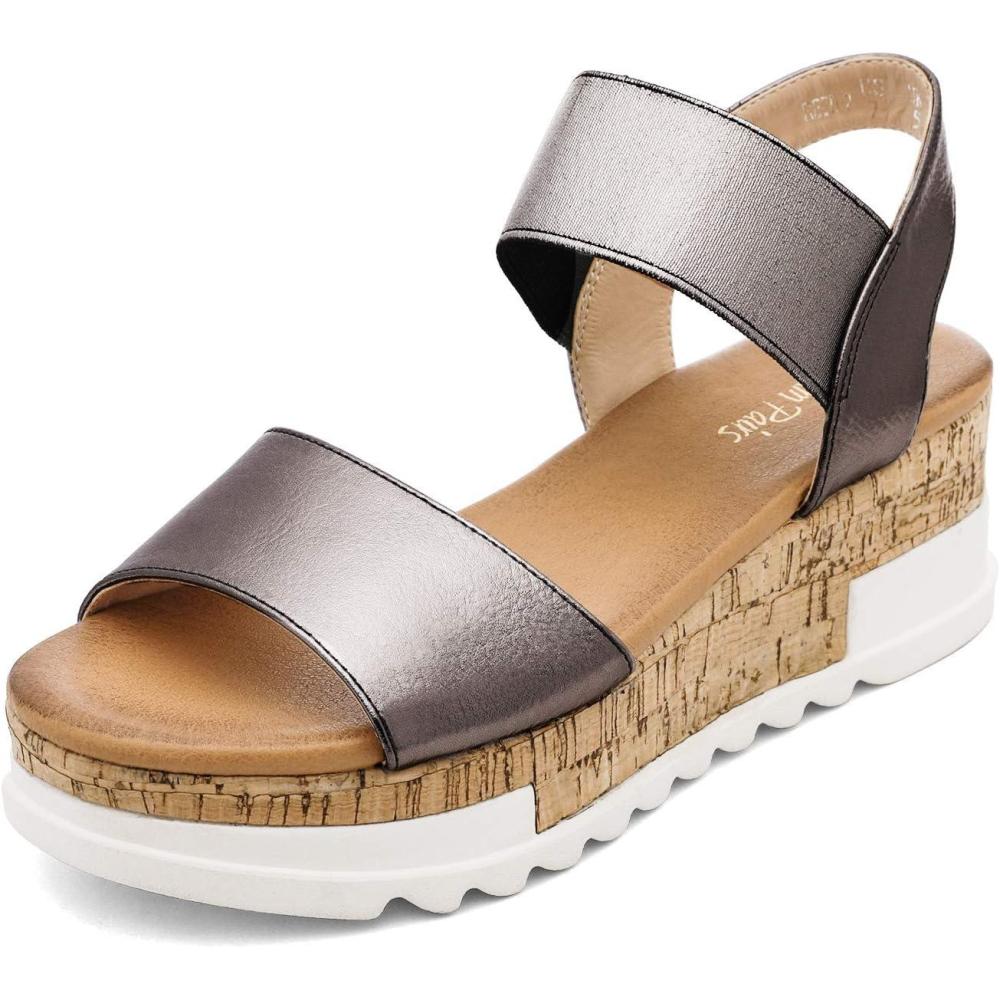 imageDREAM PAIRS Womens Open Toe Casual Platform SandalsPewter