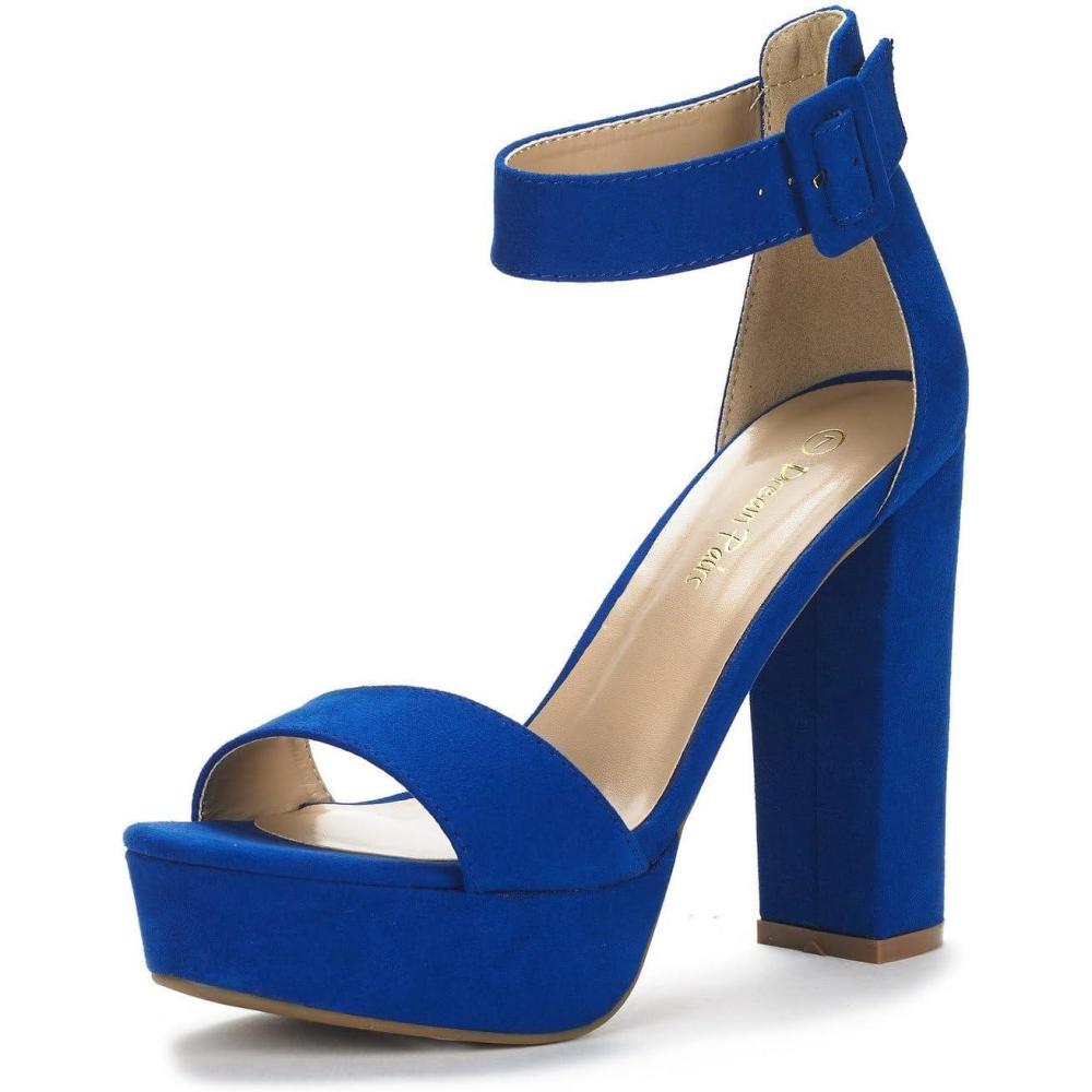 imageDREAM PAIRS Womens Platform Heel Sandals Open Toe Ankle Strap Heel Fashion Wedding Party Dress Sandals ShoesRoyalBlue