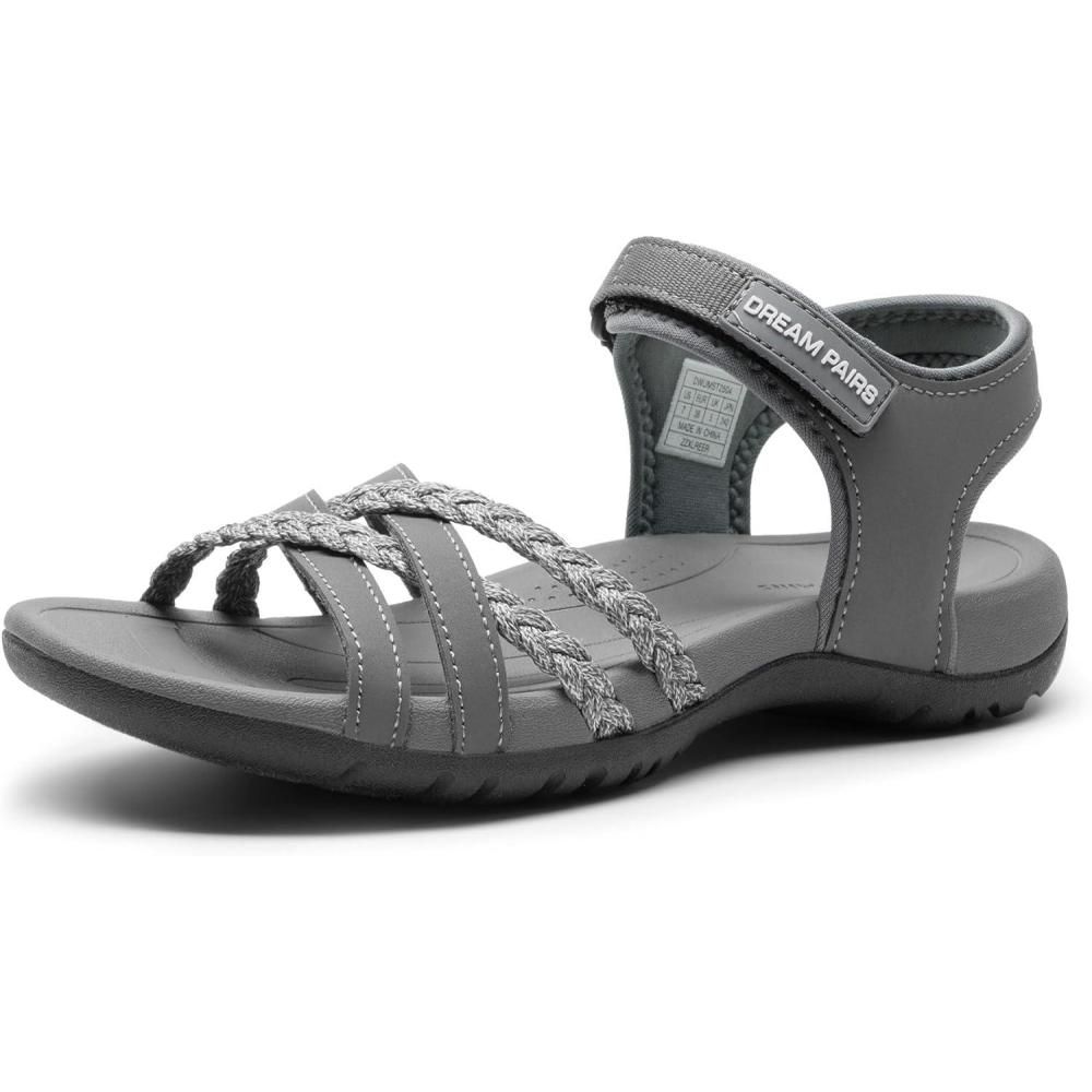 imageDREAM PAIRS Womens Sandals Light Weight Hiking Sandals for Women Comfortable Athletic QuickDrying Walking Hiking Water SandalsGrey