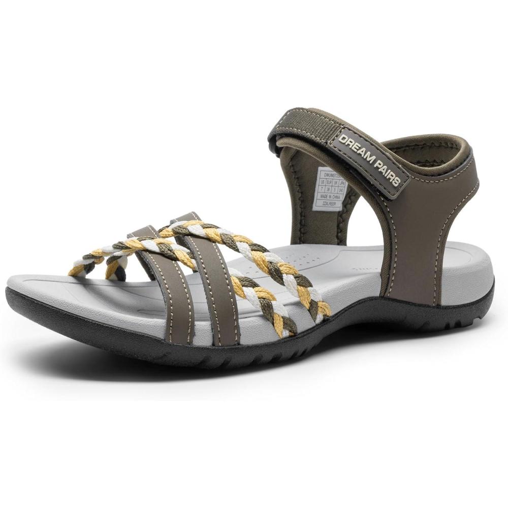 imageDREAM PAIRS Womens Sandals Light Weight Hiking Sandals for Women Comfortable Athletic QuickDrying Walking Hiking Water SandalsKhaki