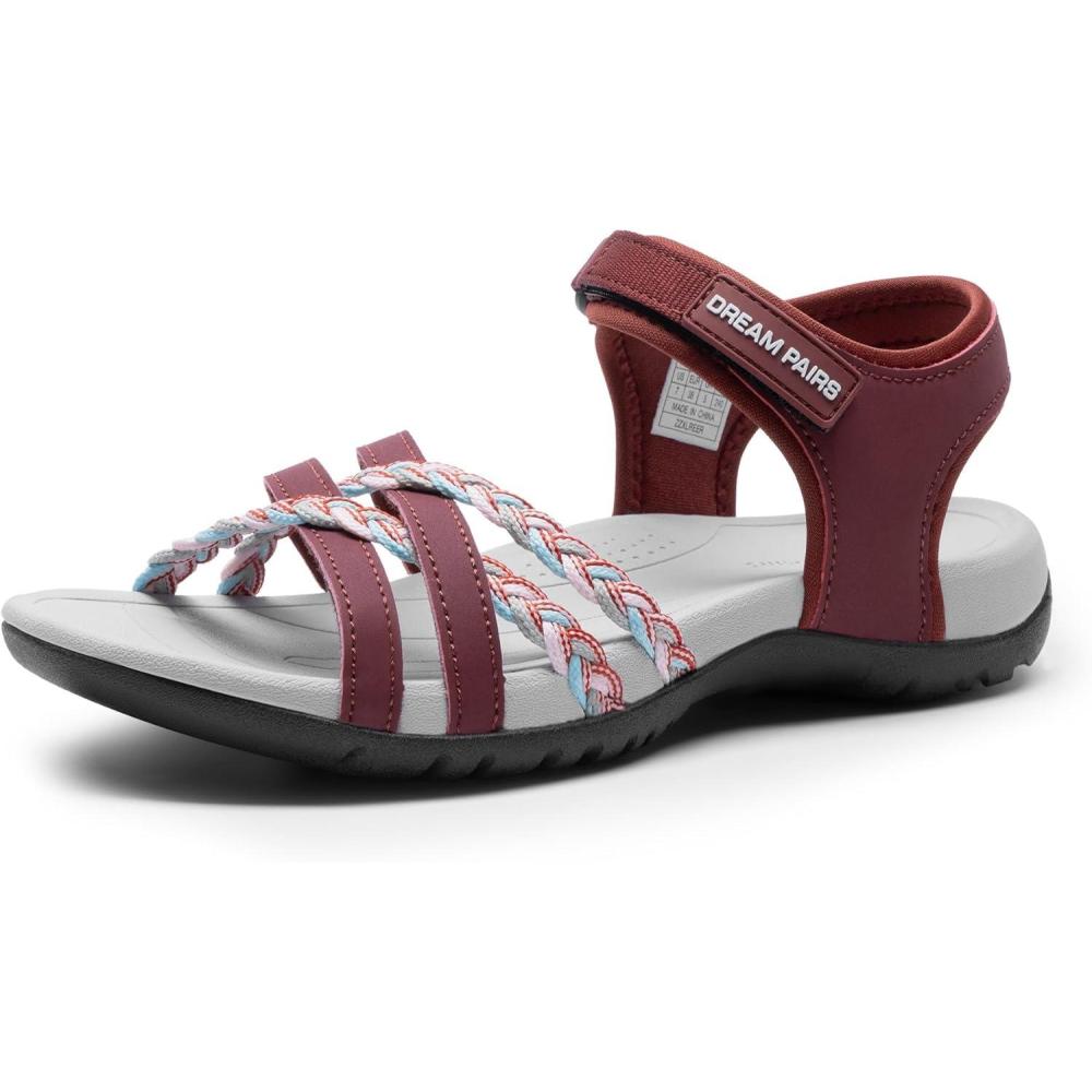 imageDREAM PAIRS Womens Sandals Light Weight Hiking Sandals for Women Comfortable Athletic QuickDrying Walking Hiking Water SandalsRed