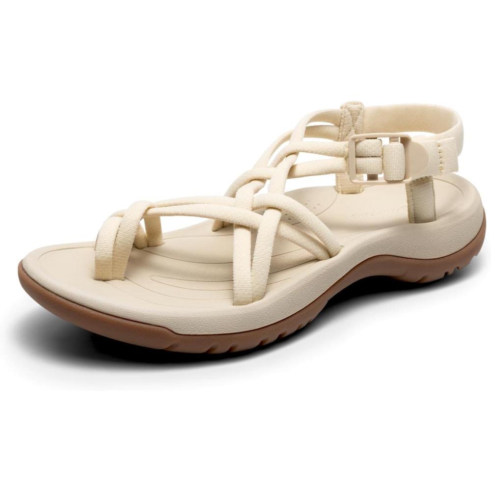 imageDREAM PAIRS Womens Walking Sandals With Arch Support Elastic Strap Summer Sport Athletic Casual Hiking Outdoor SandalNude