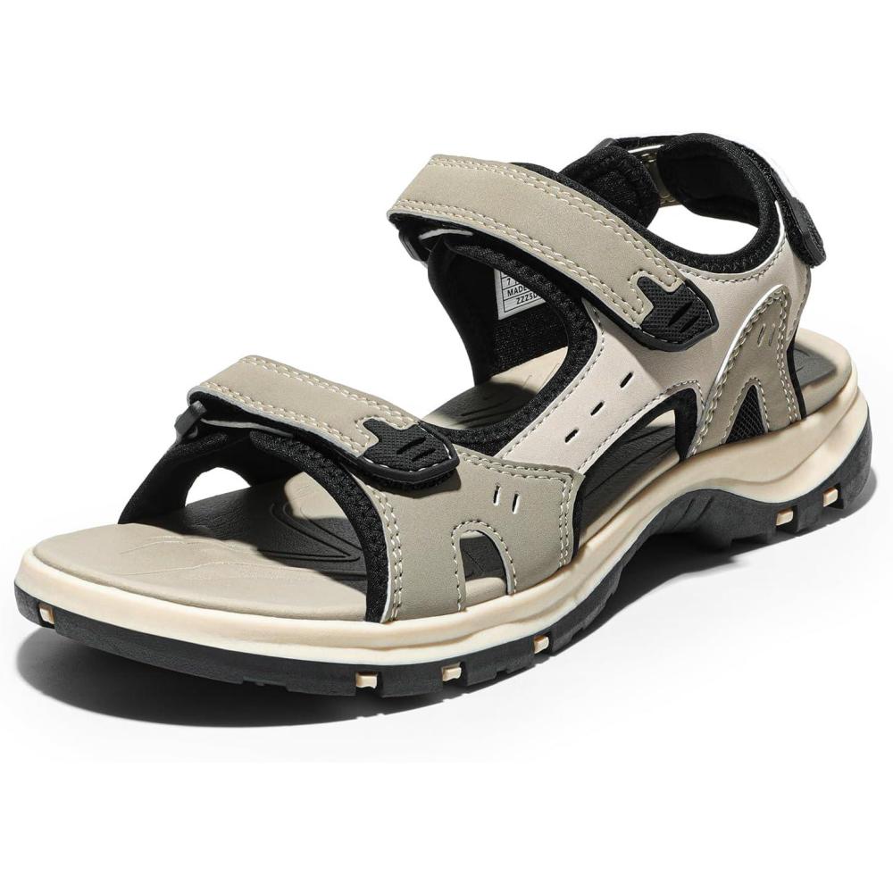 imageDREAM PAIRS Womens Walking Sport Athletic Sandals Comfort Open Toe Casual Outdoor Hiking Summer ShoesBeige