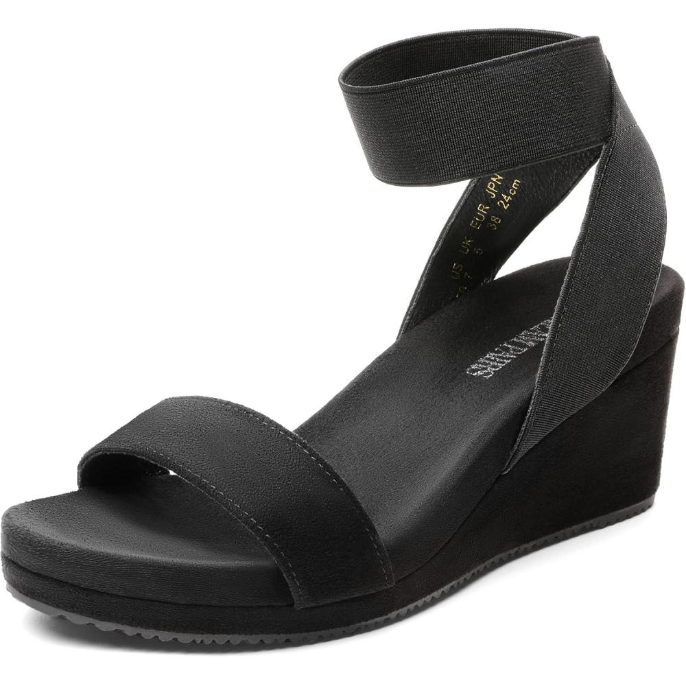 imageDREAM PAIRS womens Ankle Strap Platform Wedge SandalBlack