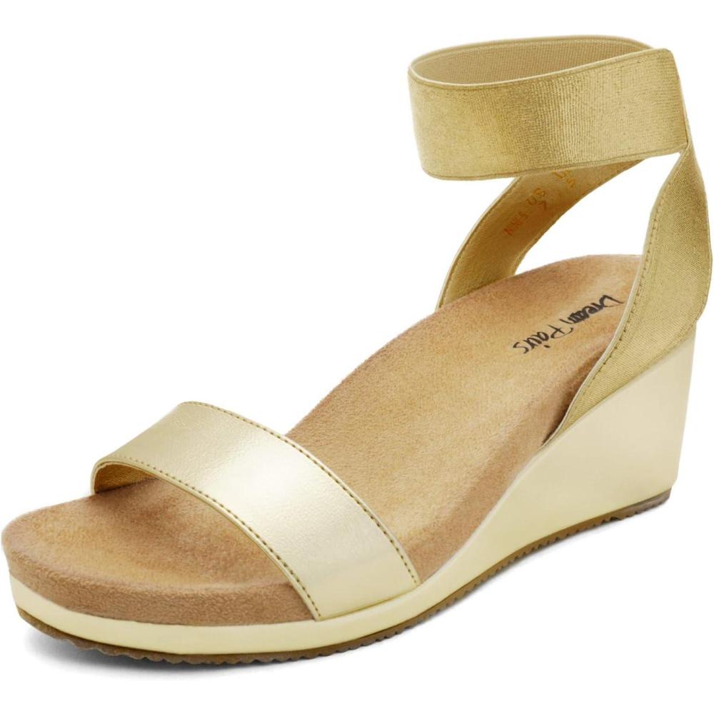 imageDREAM PAIRS womens Ankle Strap Platform Wedge SandalGoldPu