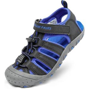 DREAM PAIRS Boys Girls Closed-Toe Outdoor Summer Sport Sandals for Little/Big Kid(Black/Dark Blue)