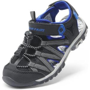 DREAM PAIRS Boys Girls Closed-Toe Outdoor Summer Sport Sandals for Little/Big Kid(Black/Grey/Blue)