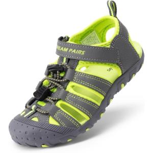 DREAM PAIRS Boys Girls Closed-Toe Outdoor Summer Sport Sandals for Little/Big Kid(Grey/Green)