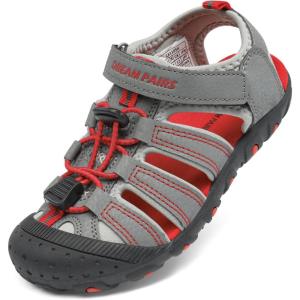 DREAM PAIRS Boys Girls Closed-Toe Outdoor Summer Sport Sandals for Little/Big Kid(Grey/Light/Grey/Red)