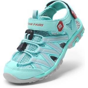 DREAM PAIRS Boys Girls Closed-Toe Outdoor Summer Sport Sandals for Little/Big Kid(Light/Green/Coral)