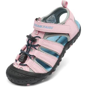 DREAM PAIRS Boys Girls Closed-Toe Outdoor Summer Sport Sandals for Little/Big Kid(Pink)